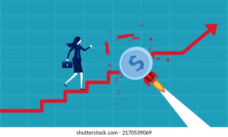 Inflation or high costs. The financial crisis prevented profits from growing. business concept