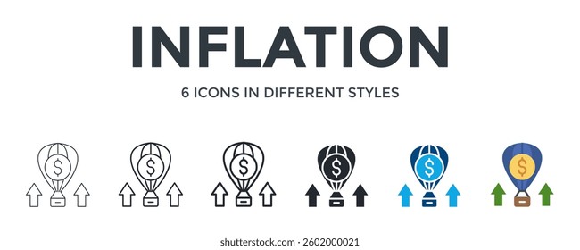 Inflation Icon In Different Style Vector Illustration. Designed In Thin Line, Regular Line, Bold Line, Glyph, Color Fill, And Flat Style Can Be Used For Web