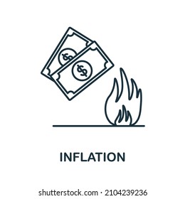 Inflationssymbol. Zeilenelement aus der Krisensammlung. Lineares Inflationssymbol für Webdesign, Infografiken und mehr.