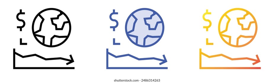 inflation icon. Linear, Blue Fill and Gradient Style Design Isolated On White Background