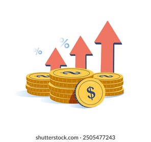 Inflation icon. Money tax rate sign. Revenue, salary. Financial interest symbol. Quality design element. Style inflation icon. Icon illustration. Vector