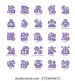 Inflation Icon pack for your website, mobile, presentation, and logo design. Inflation Icon line basic color design. Vector graphics illustration and editable stroke.
