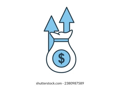 inflation icon. icon related to investments and financial concepts. Flat line icon style. Simple vector design editable