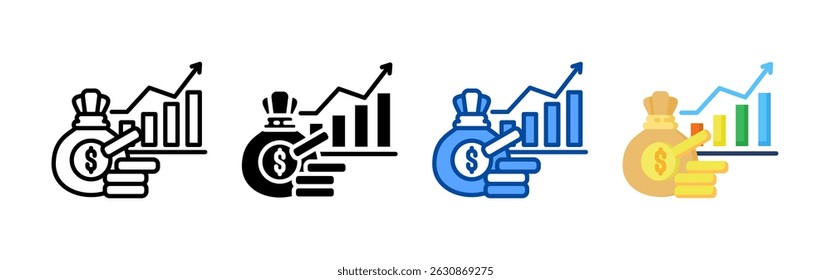 Paket mit Inflationssymbolsätzen. Multistyle-Icon-Kollektion, perfekt für Websites, Apps und Präsentationen. Einfache Vektorsymbol-Sammlung