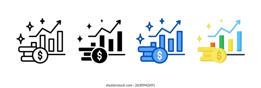 Ícone de inflação definir pacote. Coleção de ícones de estilo múltiplo perfeita para sites, aplicativos e apresentações. Coleção de ícones de vetor simples