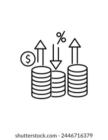 icono de inflación, icono de Vector de la mejor línea.