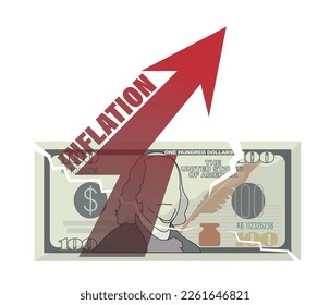 icono de inflación, símbolo vector dólar aislado en fondo blanco.
