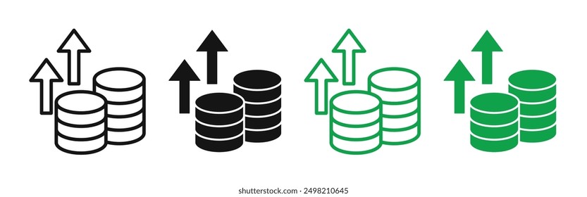 Colección de Vector de iconos de inflación en estilo delineado y sólido