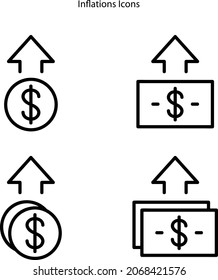 inflation icons isolated on white background. inflation icon thin line outline linear inflation symbol for logo, web, app, UI. inflation icon simple sign.