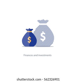 Inflation Increase, Devaluation Concept, Invisible Expense, Corruption Size, Budget Deficit, Financial Asset Consolidation Plan, Future Compound Interest, Money Fund Growth, Shrink Economy Vector Icon