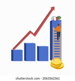 Inflation. Increasing general price level and purchase are getting more expensive. Vector illustration  suitable for web landing page, ui, mobile app.