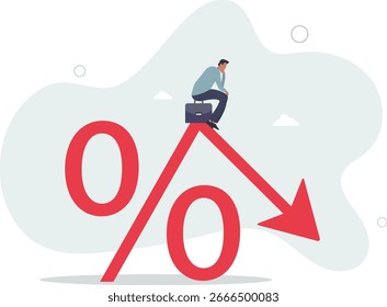 Inflation or interest rate falling down, decrease or reduction, profit fall in economic recession, stock market value loss.human life.