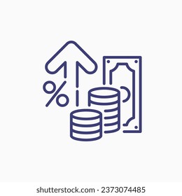 Inflation line icon finance interest rate. Inflation raise arrow amount graph vector accounting