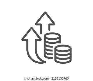 Icono de línea de inflación. Signo de crecimiento o aumento de precios. Cambiar el símbolo del dinero. Elemento de diseño de calidad. Icono de inflación de estilo lineal. Trazo editable. Vector