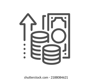 Icono de línea de inflación. Signo de crecimiento o aumento de precios. Cambiar el símbolo del dinero. Elemento de diseño de calidad. Icono de inflación de estilo lineal. Trazo editable. Vector