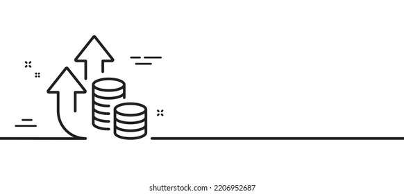 Inflation line icon. Growth or Increase price sign. Change money symbol. Minimal line illustration background. Inflation line icon pattern banner. White web template concept. Vector