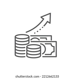 Inflation line icon Growth or Increase price sign