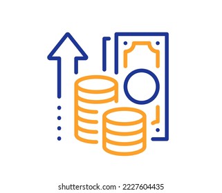 Icono de línea de inflación. Signo de crecimiento o aumento de precios. Cambiar el símbolo del dinero. Concepto colorido del contorno de línea delgada. Icono de inflación de estilo lineal. Trazo editable. Vector