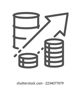 Inflation line icon. Long-term increase in the general level of prices. Financial interest symbol. Quality design element. Linear style inflation icon. Vector illustration.