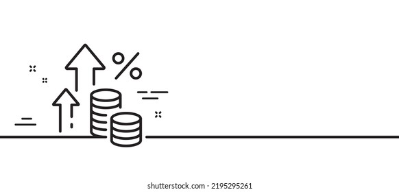 Inflation line icon. Money tax rate sign. Financial interest symbol. Minimal line illustration background. Inflation line icon pattern banner. White web template concept. Vector