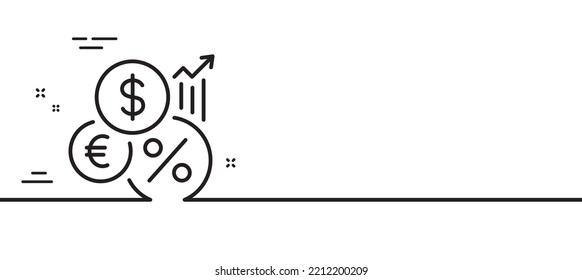 Inflation line icon. Money tax rate sign. Financial interest symbol. Minimal line illustration background. Inflation line icon pattern banner. White web template concept. Vector