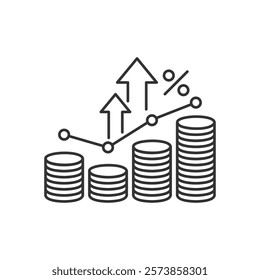 Inflation line icon. Money tax rate sign. Financial interest symbol. Quality design element. Linear style inflation icon. Editable stroke. Vector