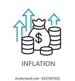 Inflation. line vector icon on white background. High quality design element. Editable linear style stroke. Vector icon
