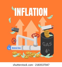 Inflation, natural gas and oil prices are surging. global freight rates reached a record price, Rising cost of living. A period of high inflation.