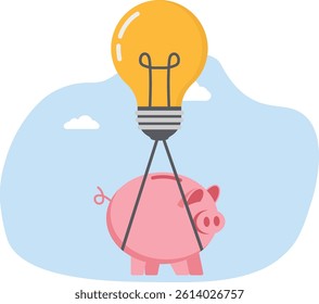 Inflation. Raising interest rates. Household debt is rising. Piggy bank being carried by balloon.

