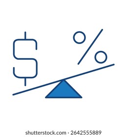 Inflation Rate Blue Line Icon. Investment, Finance, Economy, Portfolio, Strategy, Money, Investor, Currency, Retirement, Wealth Icons. Editable Stroke Vector Illustration