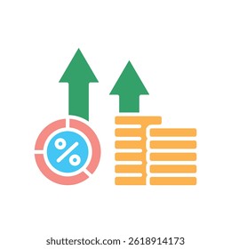 inflation rate color flat icon for digital and print projects.  Minimal clean icons for apps and websites. Modern simple icons for UI UX and branding