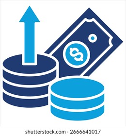 Inflation Rate Flat Blue Icon Vector Illustration