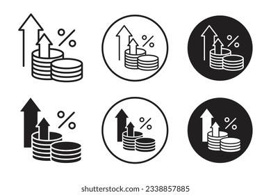 Inflation rate line icon set. interest revenue,  money or profit sign. price raise vector symbol. suitable for mobile app, and website UI design.