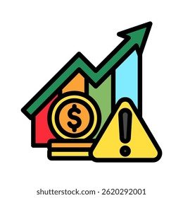Inflation Rate mini illustration colored outline icon, use for trade wars, economy, business, finance, economic competition, UI, UX kit, app and web development, digital or print.