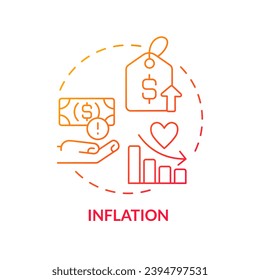 Inflation red gradient concept icon. Rising cost. Consumer price index. Personal finance. Household budget. Financial crisis abstract idea thin line illustration. Isolated outline drawing