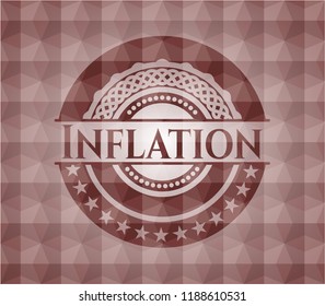 Inflation red polygonal badge. Seamless.