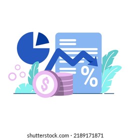 Inflationsbericht Symbol flache Illustration für Geschäftsfinanzierungstabelle Prozent-Dollar-Rechnung perfekt für ui ux Design, Web-App, Branding-Projekte, Werbung, Social Media-Post