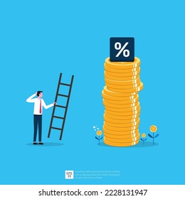 Inflation rises due to monetary value growth illustration. Impact on economic growth or recession