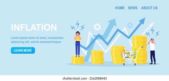 Inflation Rising. Crisis Risk. Interest Rate Impact for Stock Investment. Money Value Recession, Price Increase Process. Market Crash Forecasting. Unstable Nominal Worth. Financial Economic Problems