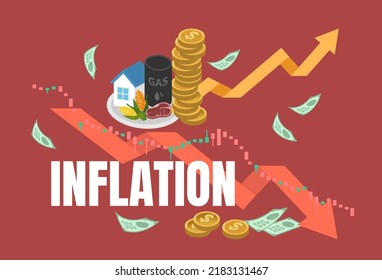 Inflación, estanflación, desaceleración del crecimiento económico, caída del mercado de valores.  Aumento de precios, aumento del costo de vida. Un período de alta inflación y menor crecimiento del PIB.