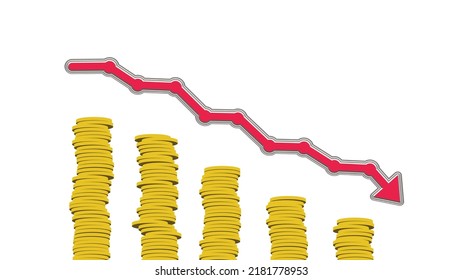 Inflation, Stock Crash, Bitcoin Crash, Euro Crash, Dollar Crash. Vector illustration