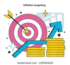 Inflation targeting as an anti-crisis measure to reduce grrowing up prices and value of money decline. Governmental monetary policy to control inflation. Flat vector illustration