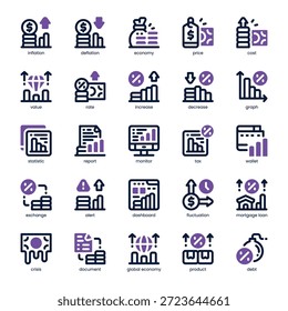 Inflation Tracker Icon pack for your website, mobile, presentation, and logo design. Inflation Tracker Icon dual tone design. Vector graphics illustration and editable stroke.
