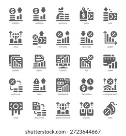 Inflation Tracker Icon pack for your website, mobile, presentation, and logo design. Inflation Tracker Icon solid design. Vector graphics illustration and editable stroke.