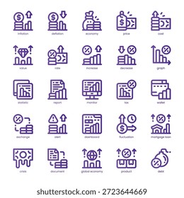 Inflation Tracker Icon pack for your website, mobile, presentation, and logo design. Inflation Tracker Icon line basic color design. Vector graphics illustration and editable stroke.