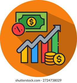 Ilustración vectorial isométrica del ícono de tendencia de inflación