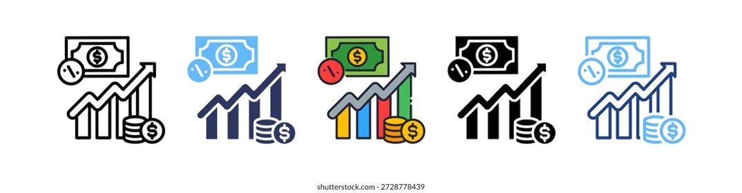 Inflation Trend Icon Multiple Vector Illustration
