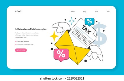 Inflation is unofficial money tax web banner or landing page. Economics crisis and value of money decline. State economy during recession. Flat vector illustration