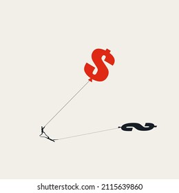 Inflation vector concept. Symbol of price rise, money value decrease, dollar sign. Minimal design eps10 illustration.