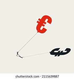 Inflation vector concept. Symbol of price rise, money value decrease, euro sign. Minimal design eps10 illustration.